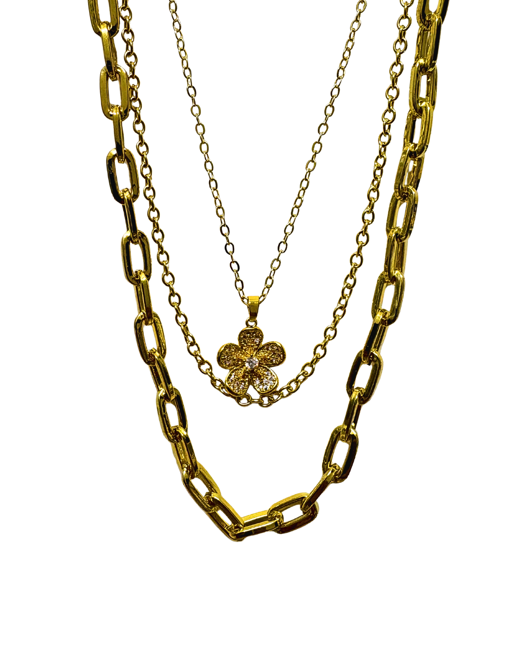 Iced Flower Stacked Necklace